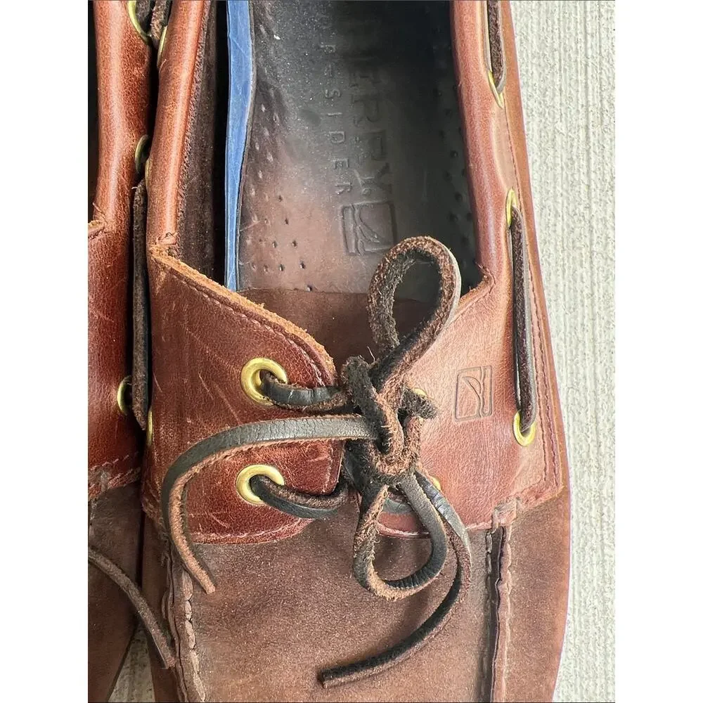 Sperry Top-Sider Brown Leather & Suede Boat Shoes Classic Men’s Deck Shoes 13